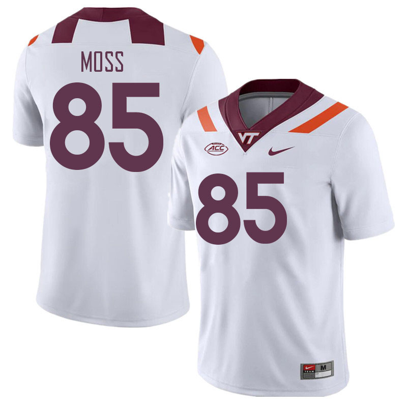 Men #85 Christian Moss Virginia Tech Hokies College Football Jerseys Stitched Sale-White